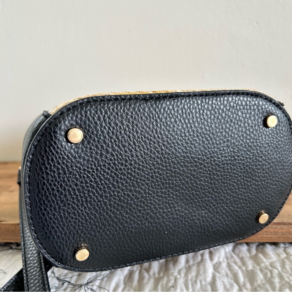 Anne Klein Black and Tan Woven Handle Bag - Picture 5 of 13